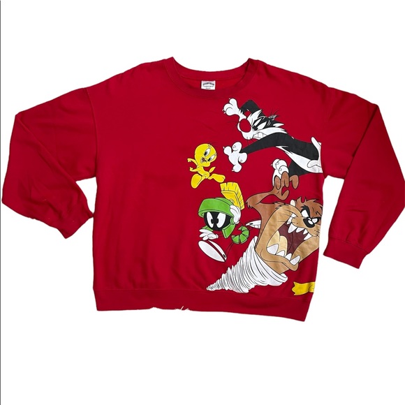 Vintage Y2k Looney Tunes characters red crewneck sweater - Picture 12 of 16